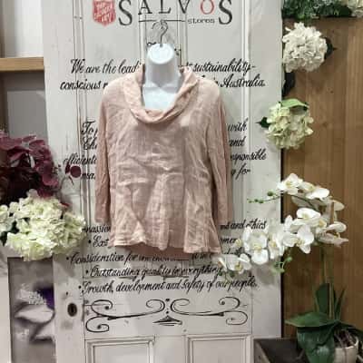 BLUEBERRY ITALIA BRAND! Womens  Size M 3/4 Sleeve Top Dusty Pink! MADE IN ITALY! STUNNING COWL NECK DESIGN! HIGH LOW HEM LINE! GREAT FOR ANY OCCASION! CAN BE DRESSED UP OR DOWN!