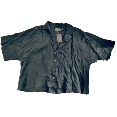 BNWT Nude Lucy Size L Black Linen Polo Top