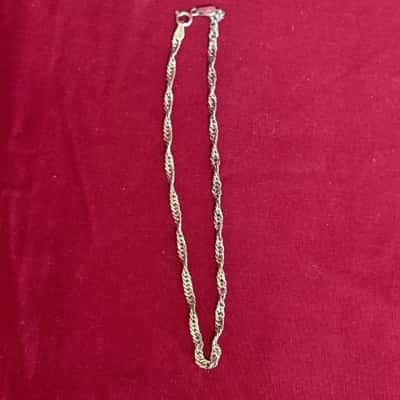  Women's 925 Silver Twist Chain Anklet 