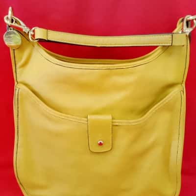  Womens Mustard Divared Genuine Leather Bag