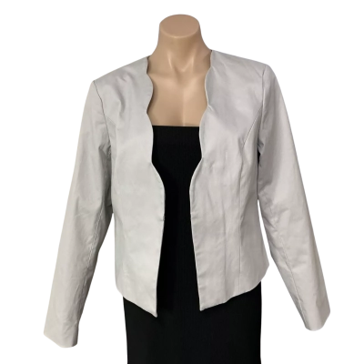 Kaleidoscope Womens Size 42 Pale Grey Scallop Collarless Blazer (new)