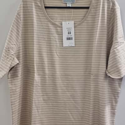  Womens  Size 22 Short Sleeve Top Brown / White 