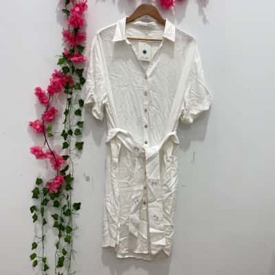Ellotti Womens Domenica Short Sleeve Shirt Dress Size XL Off White 
