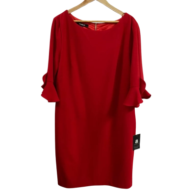 Montique Womens  Size 18 Ruffle Sleeve Midi Dress Red 