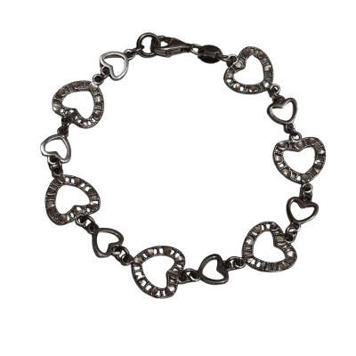 Vintage 925 Sterling Silver Heart Link Bracelet 19 CM  6.23grams
