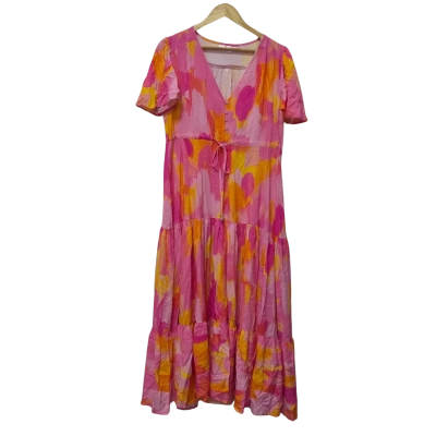 Proud Poppy Clothing Womens  Size 12 Casual Dress / Maxi Dress / Short Sleeve Dress  Orange / Pink  / Yellow 