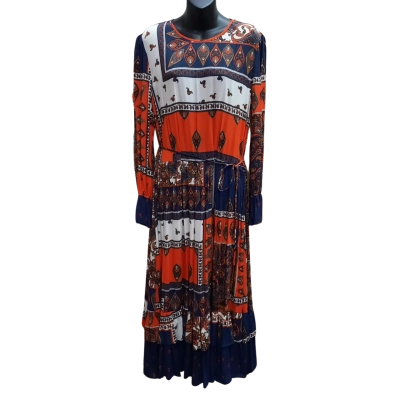VERONIKA MAINE Paisley Patchwork Midi Dress Ink in Size 14