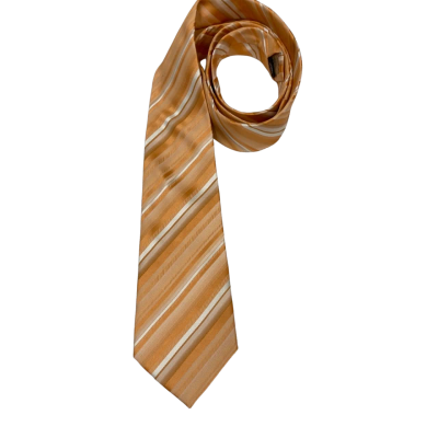 Vex Mens 100% Silk Tie Light Orange / Striped 