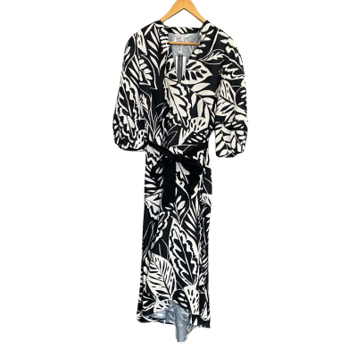 Veronika Maine Black/White floral midi dress Women's size 12