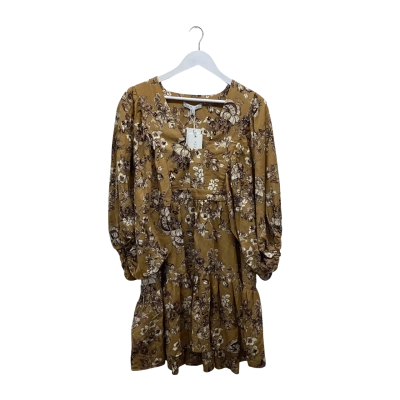 Shona Joy ‘Cecilia’ Linen Blend Floral Balloon Sleeve Dress Size 12 BNWT