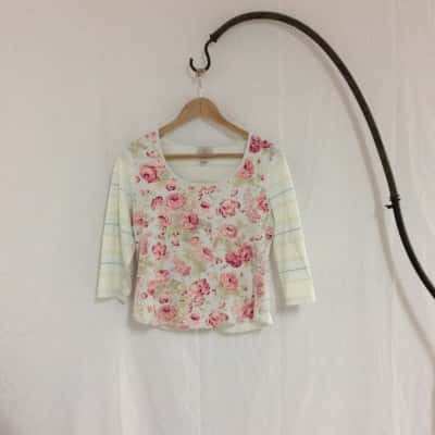 Laura Ashley Women's  Size L 3/4 Sleeve Top Floral / Multicoloured 