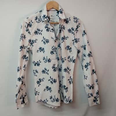 Yd. Mens  Size XXS Business Shirt Floral / White 