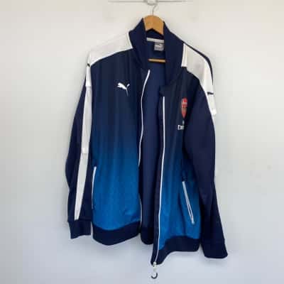Puma Arsenal FC Stadium Blue Gradient Pattern And White Zip Track Jacket Mens  Size XL