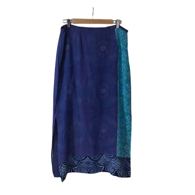 Lifestyle Mixit Womens Size 16 Navy Blue / Blue / Green Pattern Midi Skirt