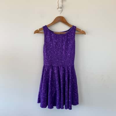 Weissmann Kids Purple Embellished Sleeveless Dress 