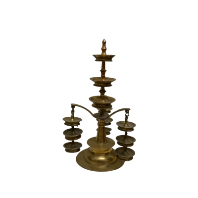 Traditional multi-tier brass oil lamp