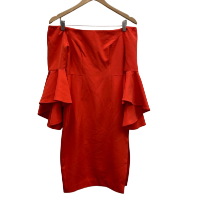 French Connection Womens  Size 8 Midi/Off The Shoulder Dress Dark Orange 