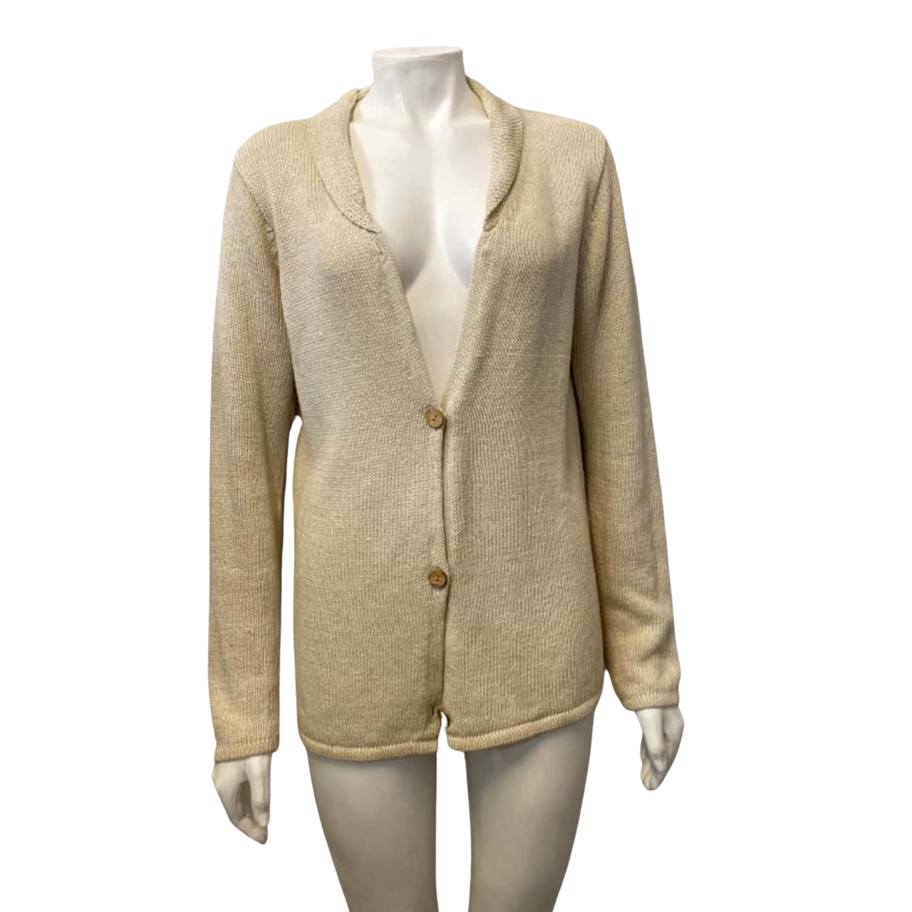 Laura Ashley Knit Cardigan Size M Eggshell Linen Blend(s)
