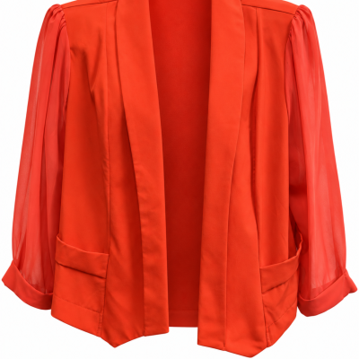 City Chic Bright Orange Open-Front Blazer Jacket – Size XS – Tags Attached