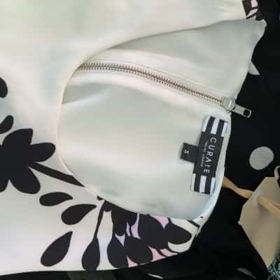 Curate Womens  Size 10.5 Mini Dress / Sleeveless Dress  Black  / Floral / White 