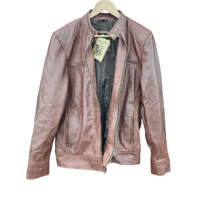  Mens BNWT Size M Brown Leather Jacket