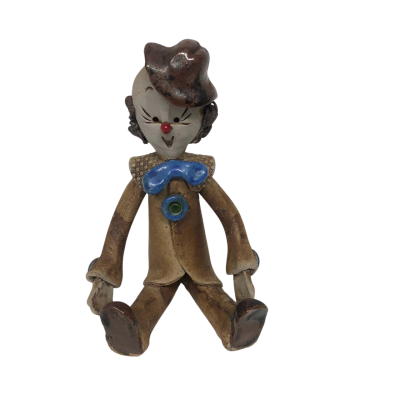  Zampiva Style Seated Clown Figurine Clay Pottery  -  Italy