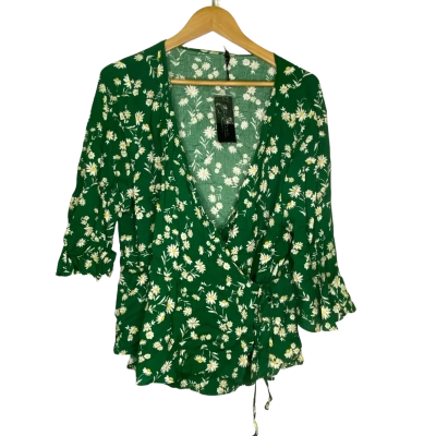 Crossroads Womens  Size 22 Short Sleeve Top Floral / Green / White / Yellow 