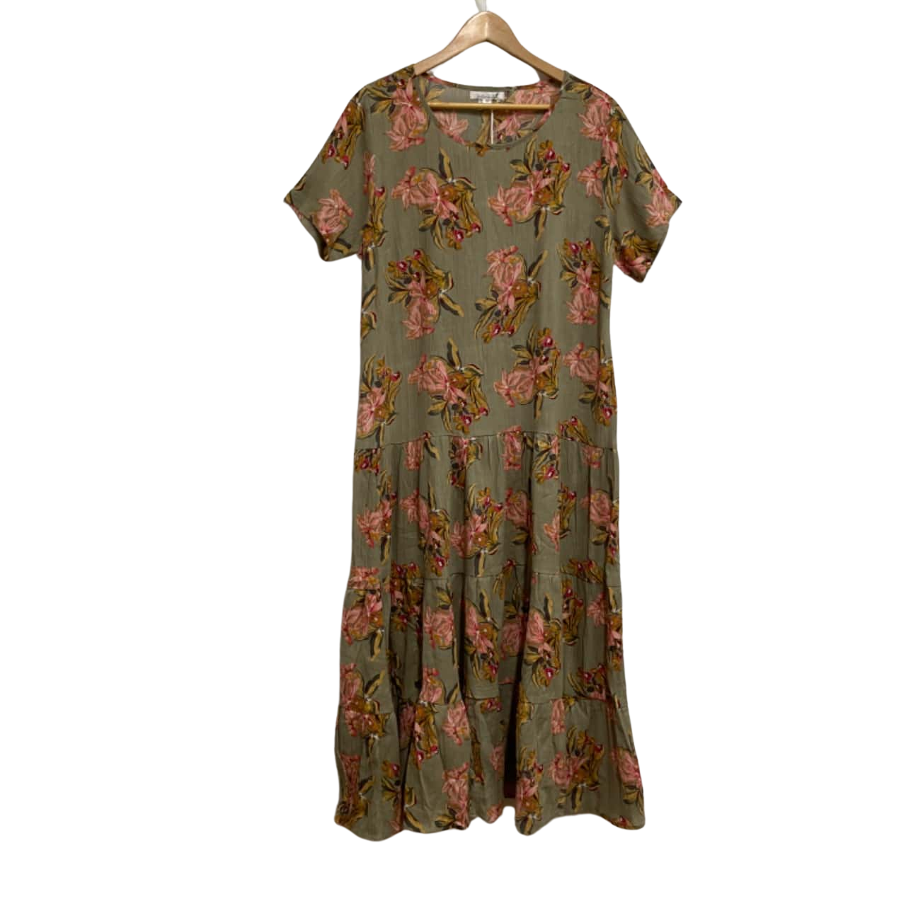 Mila Sage Fern Crinkle Cotton Dress