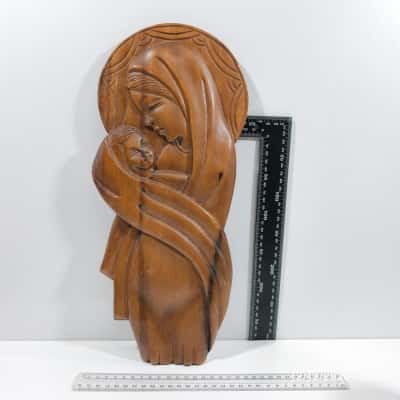 Hand Made Wooden Religious Artwork Wall Mount As Is 