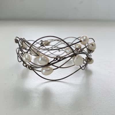 925 Sterling Silver Multilayered Pearl Bracelet 
