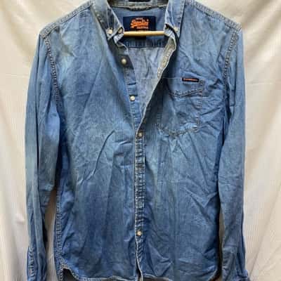 Superdry Mens  Size L Long Sleeve Shirt Blue 