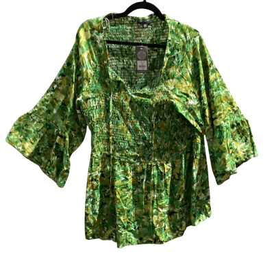 Autograph Womens  Size 20 Blouse Floral / Green Elasticated Bust. RRP $99.99