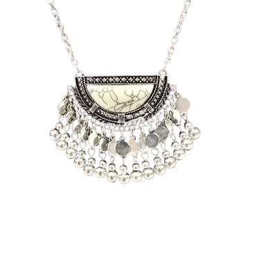 Womens Necklace Chain with Balls and Discs with a Central Resin Marble Look Alike Insert