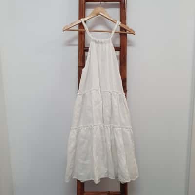 Adorne Women's Size 8 Sawyer Linen Halter Dress White - New With Tags