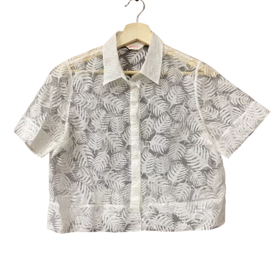 Gorman Womens Size 10 Sheer White Leaf Pattern Cropped Top 