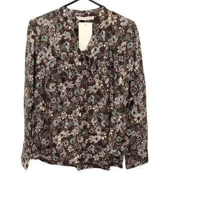Foxwood Womens  Size 14 Long Sleeve Top Brown / Floral 