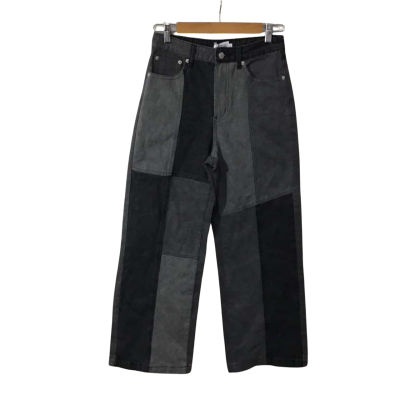 Ghanda Womens Size 8 Black / Dark Grey Patchwork Wide Leg Cameron Jeans