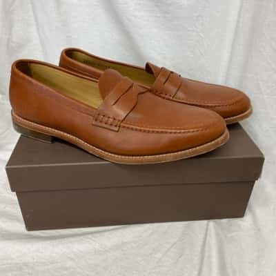  Mens Brown Leather Loafers Size 11