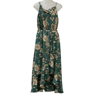 Brand New - Style Me Over - Womens BEC Teal Floral Dress with Cow Neck & Frill Hem - Size 8 - Floral / Green (RRP $79.9)5