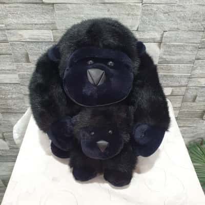 black plush gorilla mother/dad and baby 