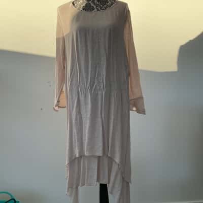  Womens  Size 14 Long Sleeve Dress Off White 