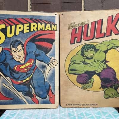 4 Retro Superhero Timber Pictures