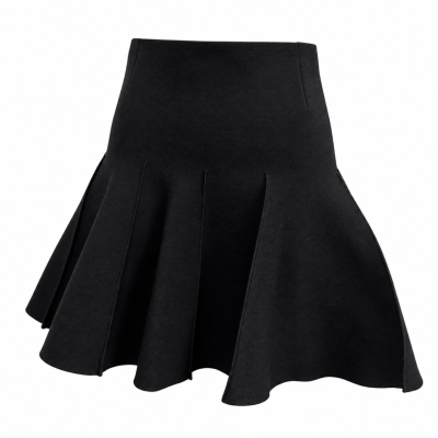 SHEIKE Black High-Waisted Pleated Fit & Flare Knit Skirt – Size S