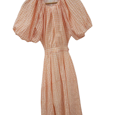  Womens  Size 12 Party Dress Checked / Peach / White 