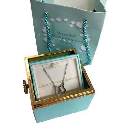 Special rotating giftbox with Necklace & Rose - hidden compartment