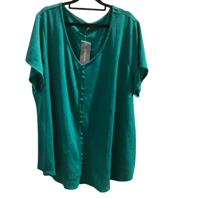 BNWT Autograph Womens Size 24 Green Button Front Short Sleeve Top RRP $59.99