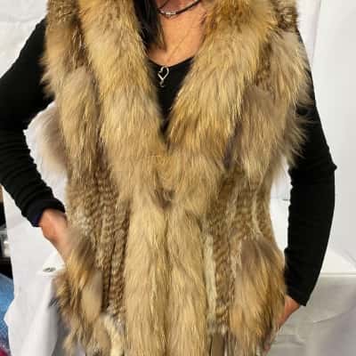Arielle Brown / Natural Rabbit Fur Vest - Size S
