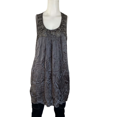 Forever New Ladies Polyester and Silk Lining Silver Grey Tank Top With Embellishments Size 12.