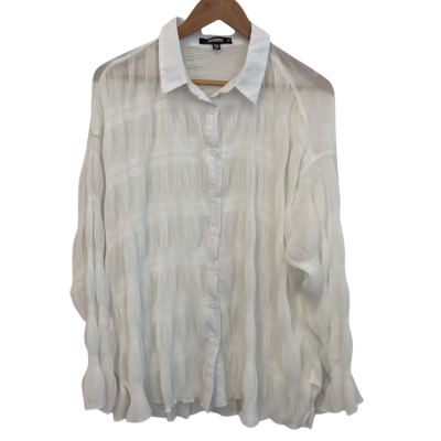 Missguided Womens  Size 10 Button Up Top / Long Sleeve Top White 
