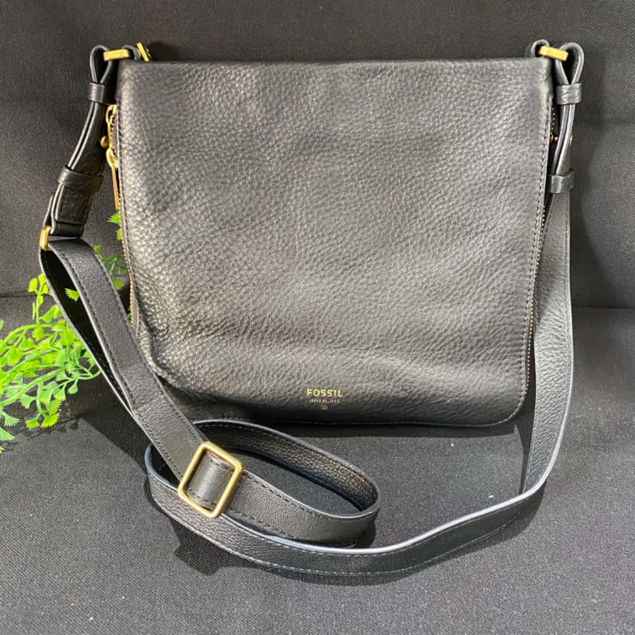 Womens FOSSIL Black Leather Crossbody Bag Handbag(s)